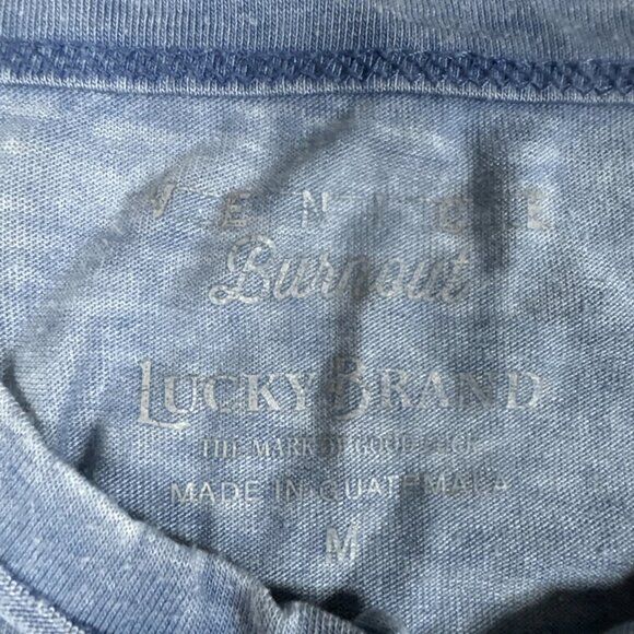 Lucky Brand Venice Burnout Henley T-Shirt Men's Size M Short Sleeve Lightweigh - Picture 2 of 6